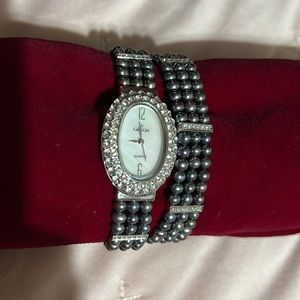 COPY - Croton Pearl Watch and Bracelet Set Dark Gray/Blue